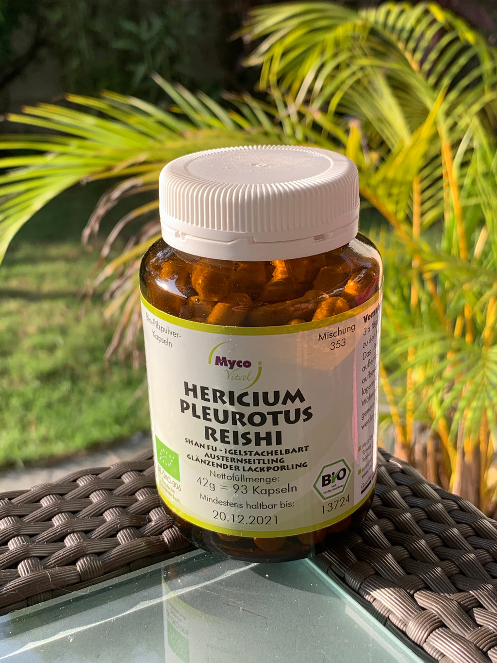 HERICIUM-PLEUROTUS-REISHI 93 organic mushroom powder capsules (Blend no. 353) 93 capsules