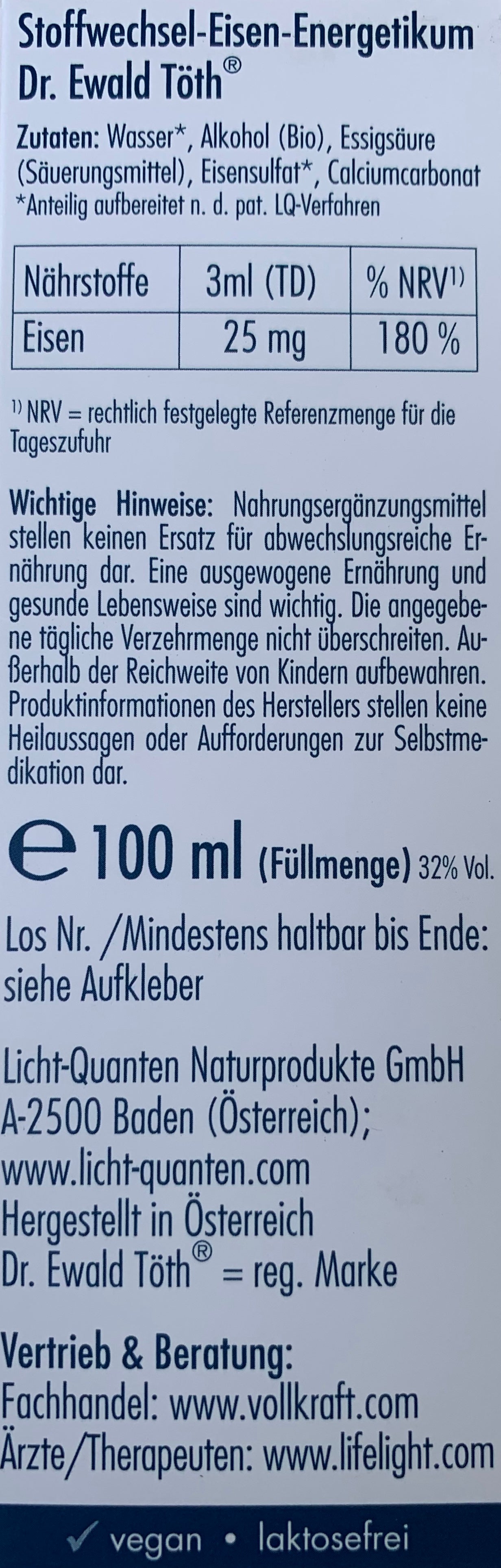 Stoffwechseleisen Energetikum 100 ml