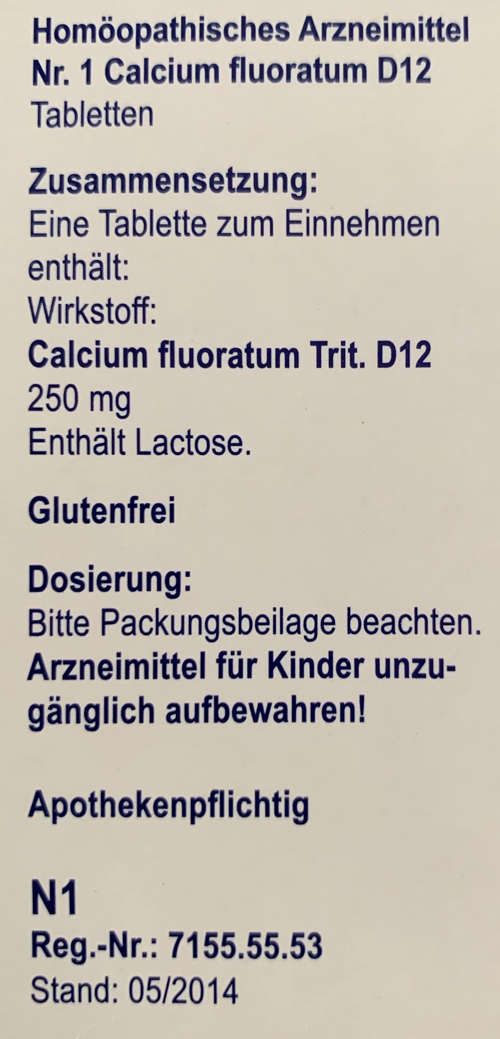 Cell Salt Nr 1 Calcium fluoratum D12 100 tablets