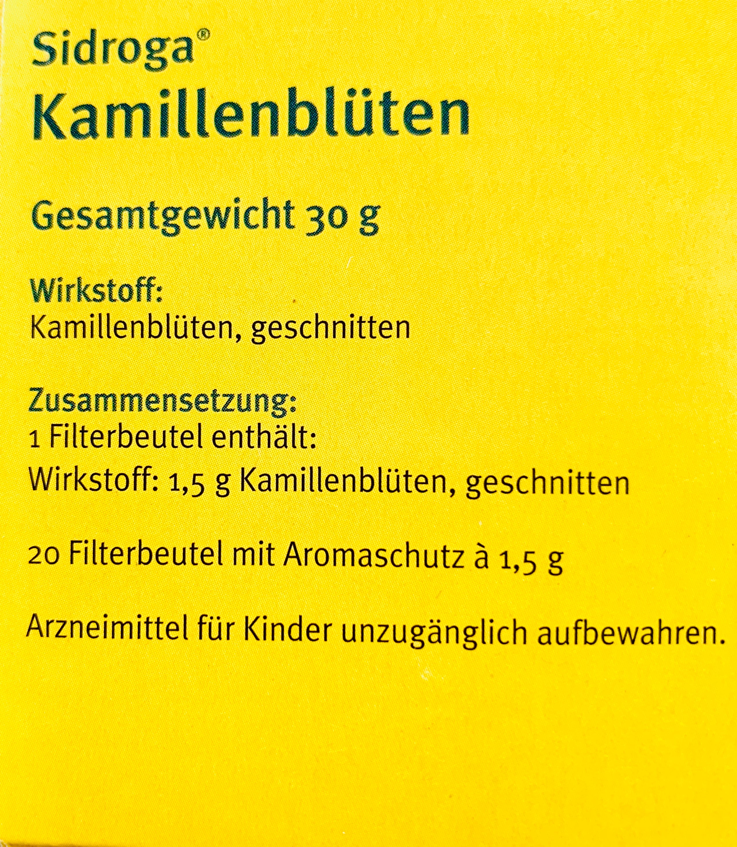 Sidroga Kamillenblueten  (chamomile flowers), 20 x 1,5 g teabags