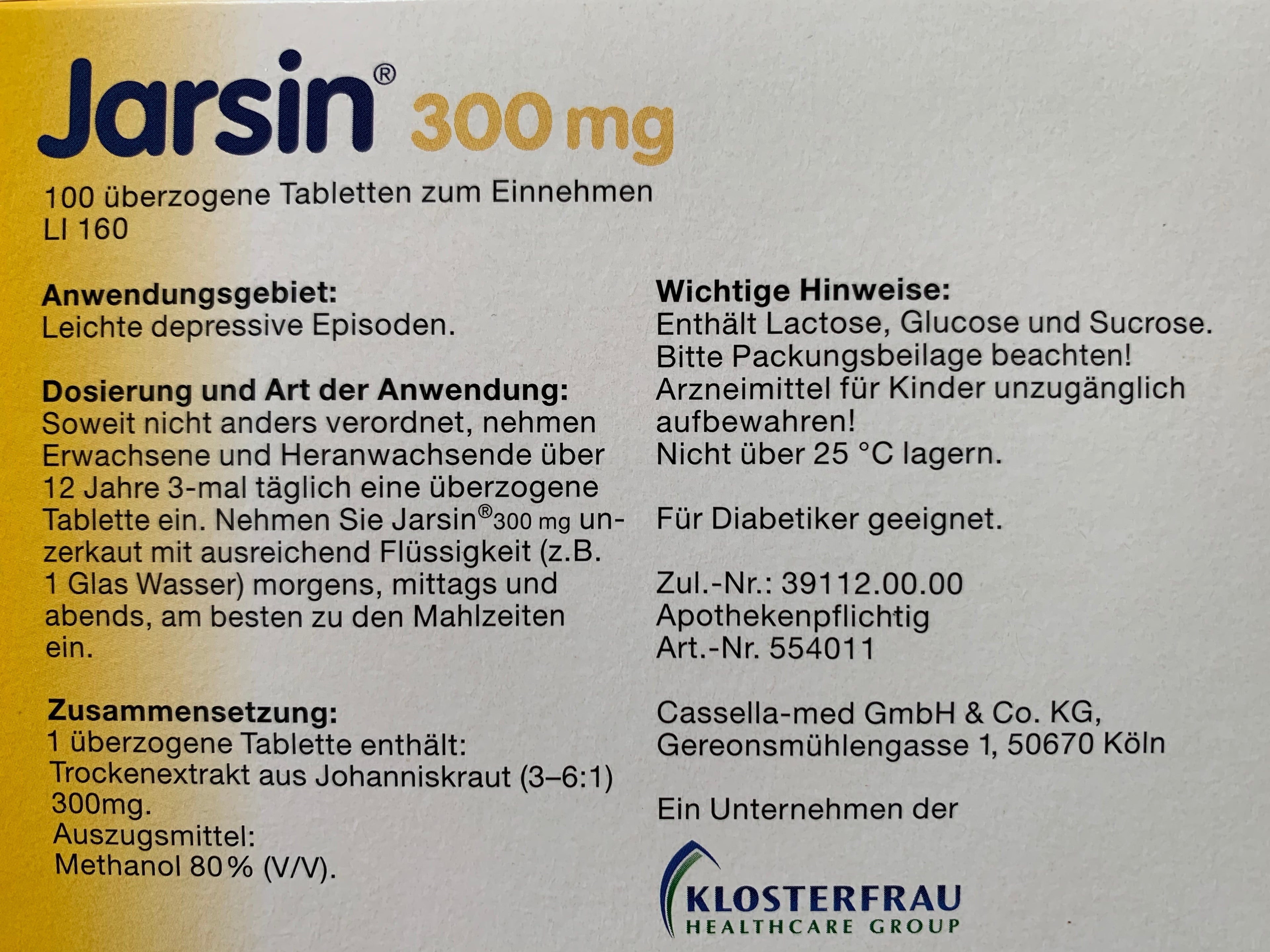 Jarsin® 300mg  100 Tbl